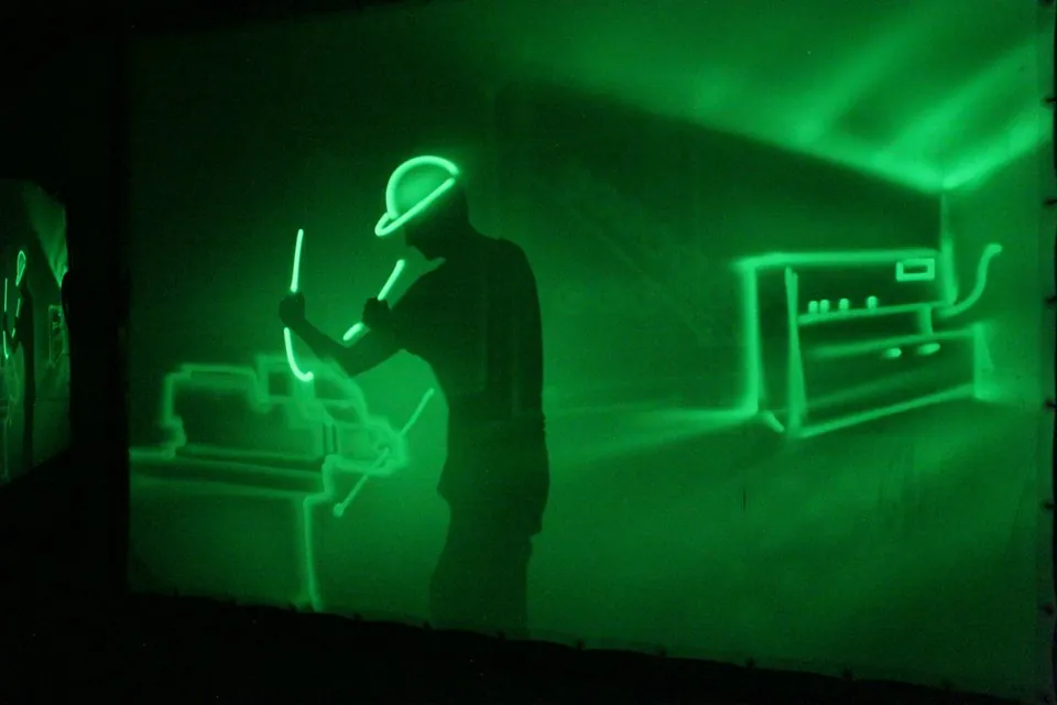 Light art show — malba světlem naživo před publikem v Brně